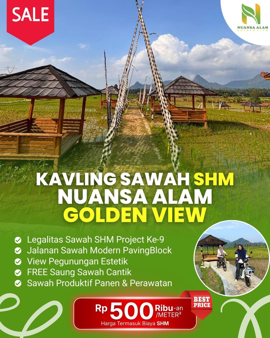 KAVLING SAWAH SHM Nuansa Alam Golden View